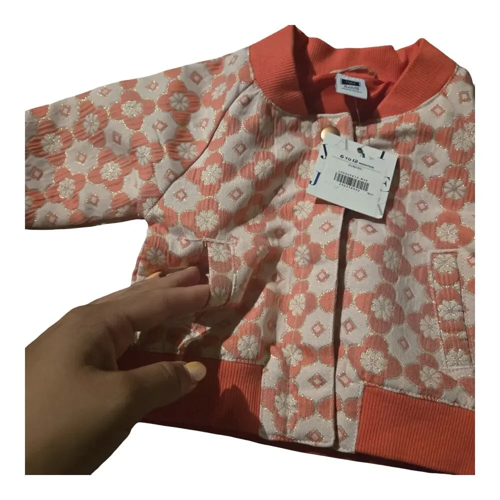 Janie & Jack Floral Bomber Jacket Size: 6-12M New